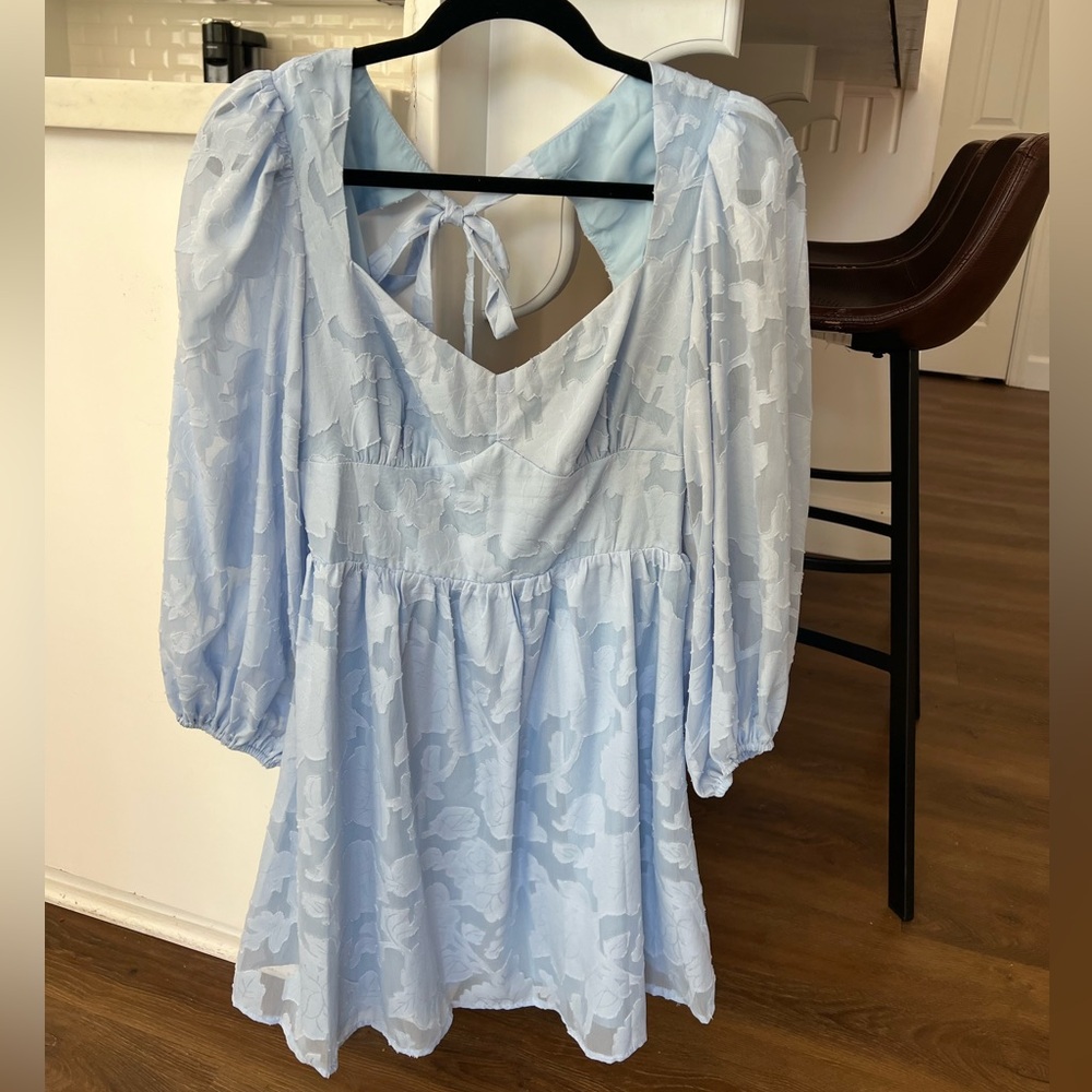 HELLO MOLLY blue mesh long sleeve dress